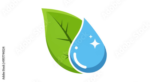 Water Droplet on Green Leaf.