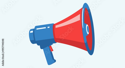 Red and Blue Megaphone Illustration.