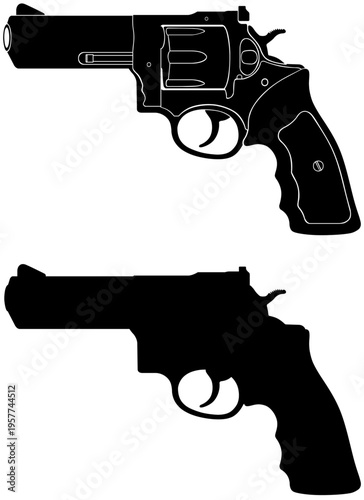 Silhouette Pictogram of Two Colt Python Revolvers