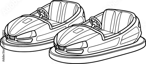 Bumper Car Outline Vector, Amusement Ride Vector, Bumper Cars Clipart

