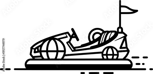 Bumper Car Outline Vector, Amusement Ride Vector, Bumper Cars Clipart
