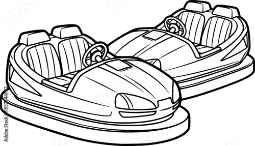 Bumper Car Outline Vector, Amusement Ride Vector, Bumper Cars Clipart
