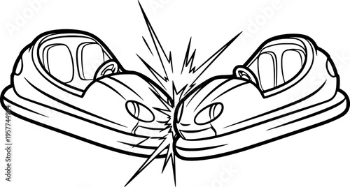 Bumper Car Outline Vector, Amusement Ride Vector, Bumper Cars Clipart
