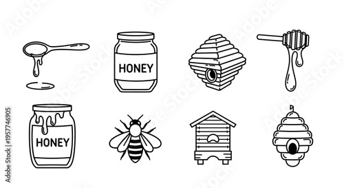 Honey bee and honey icons 1.