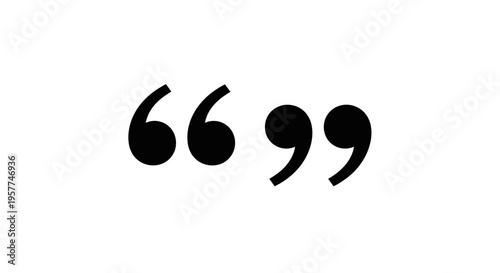 Large black quotation marks symbol.