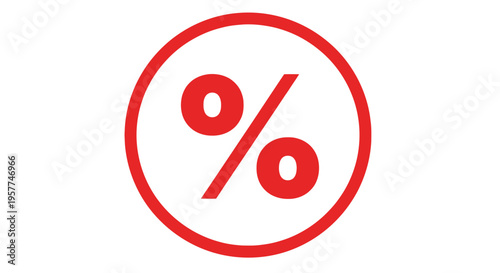 Red percent sign in circle.