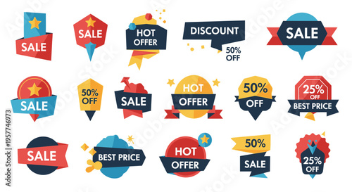 Sale and discount offer stickers.