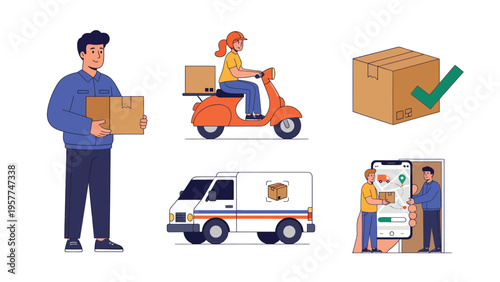E-commerce Logistics and Delivery Service Concept Vector Illustrations