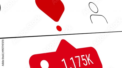 Hit like social network smartphone screen animation increasing likes followers comments engagement