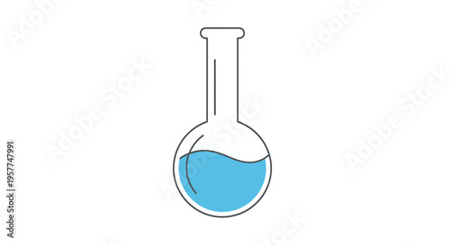 Laboratory glassware with blue liquid.