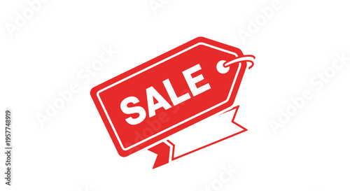 Red sale discount label icon.