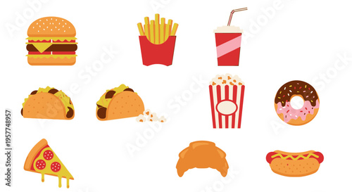 Variety of Fast Food Items Displayed.