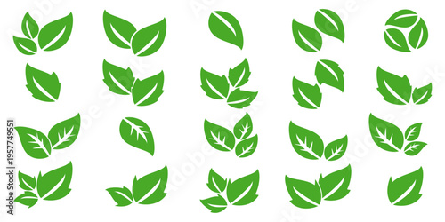 Leaf vector symbol, leaf illustration or leaf emoji in flat style. Spring leaf design, ecological nature theme.	
