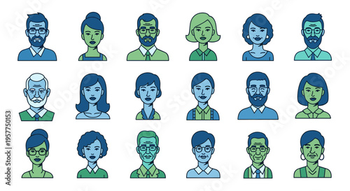 Diverse Group of People Avatars: Community Business and Social Connection Concept