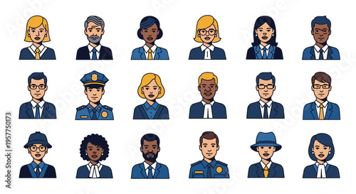 Diverse Group of Professionals Representing Various Occupations and Backgrounds