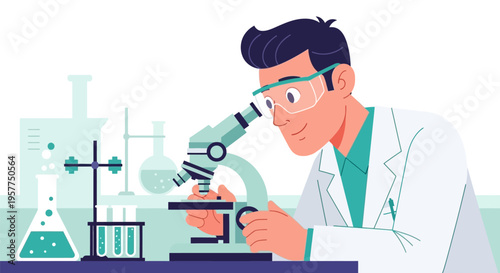 Scientist Using a Microscope.