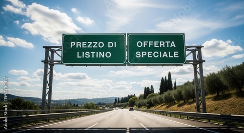 Highway Sign Indicating Standard Pricing Versus Special Offers