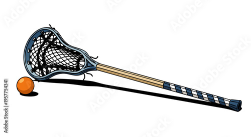 Lacrosse stick and ball vector illustration, a classic design for sports enthusiasts and athletic event promotions