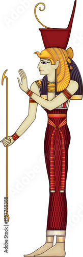 Amunet . Egyptian hieroglyph and symbol.Isolated figure of ancient egypt god.