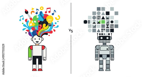 Human creativity versus robotic logic a visual representation of distinct cognitive processes