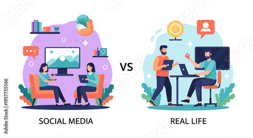 Social Media vs Real Life A Visual Representation of Online and Offline Interactions