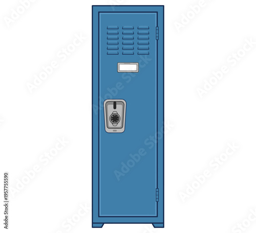 An illustrative depiction of a blue locker, commonly found in schools and gyms