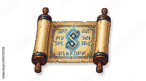 Ancient Scroll with Mystical Runes and Symbols - A Magical Artifact