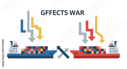 Container ships exchanging cargo freight. Vector Illustrations. EPS Editable