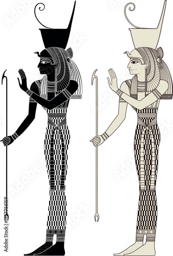 Amunet . Egyptian hieroglyph and symbol. Design element.Isolated figure.