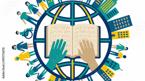 Global Education and Community Engagement. Vector Illustrations. EPS Editable