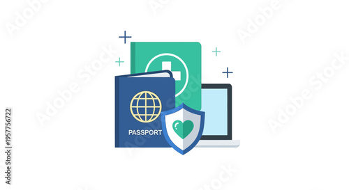 Passport and Secure Online Identity. Vector Illustrations. EPS Editable