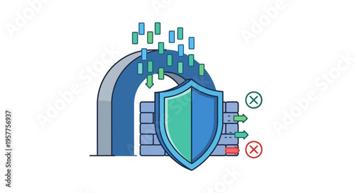 Shield with digital data protection. Vector Illustrations. EPS Editable