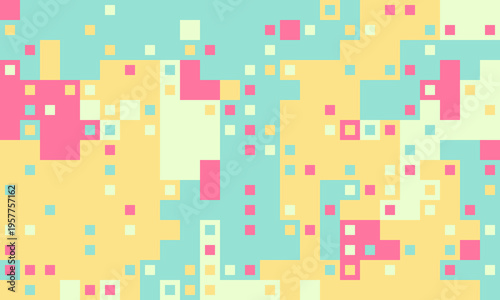 Abstract pastel pixel art background.  Perfect for website banners, social media posts, or playful designs.  This vibrant, geometric pattern evokes feelings of joy and energy.