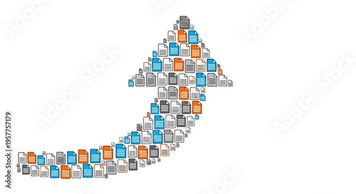 Upward trending arrow composed of numerous small colorful cubes. Vector Illustrations. EPS Editable