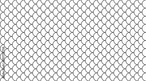 Abstract seamless pattern of overlapping semicircles, reminiscent of fish scales or roof tiles.  Creates a stylish, minimalist texture ideal for backgrounds, website design, or textile prints.