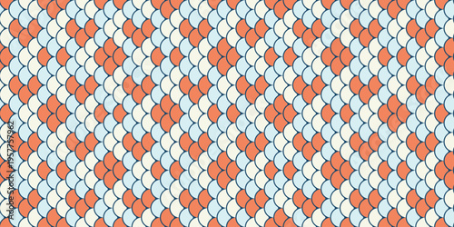 Vibrant coral and light blue scale pattern.  Seamless design ideal for textile prints, website backgrounds, or decorative projects.