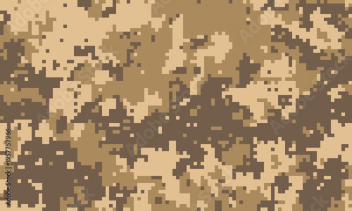 Abstract desert digital camouflage pattern.  Ideal for backgrounds, textiles, or militarythemed designs.  Subtle yet striking, this versatile image evokes themes of concealment and strategic design.