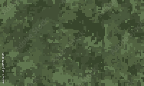 Abstract digital camouflage pattern in shades of green. Ideal for backgrounds, textures, or militarytactical designs.