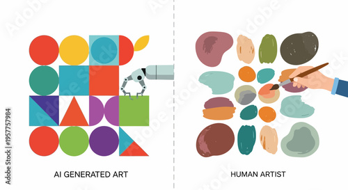 AI-generated art versus human artistry a comparative illustration of creativity and execution