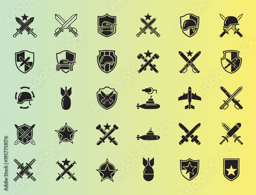 Military and army insignia icons collection for design projects