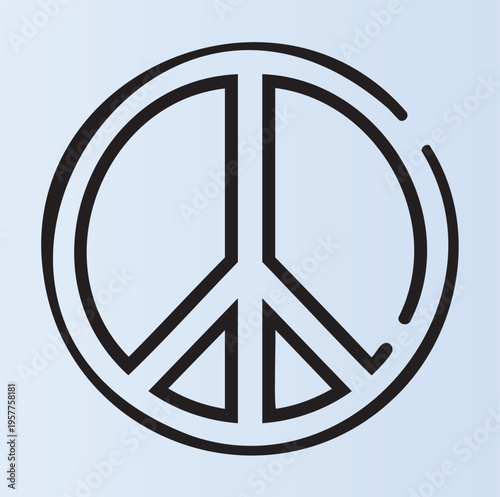 Minimalist peace symbol icon with a broken circle outline