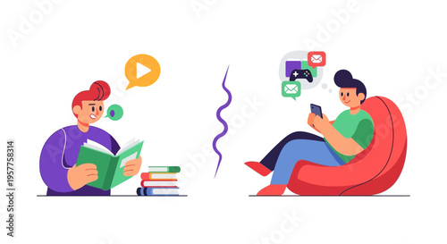 Student's Leisure Reading a Book Versus Playing Video Games on a Phone