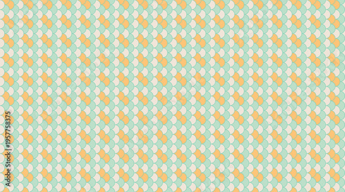 Seamless pastel pattern with interlocking diamond shapes in soft orange and mint green.  Perfect for textile design, website backgrounds, or playful branding.