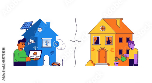 Smart Home Technology Connecting Two Houses with Wireless Technology and Solar Power