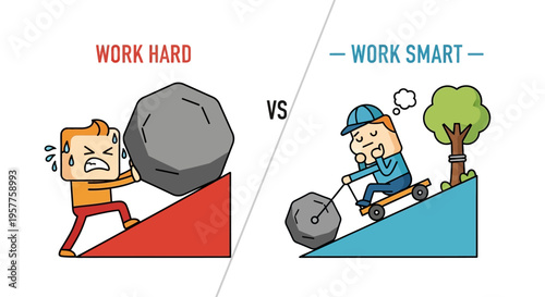 Work Hard Versus Work Smart A Visual Comparison of Effort and Efficiency