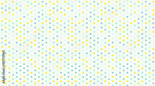 Abstract pastel dot pattern.  Subtle chevron design in yellow, blue  mint green creates a calming, modern aesthetic. Ideal for website backgrounds, branding, textile prints  more.