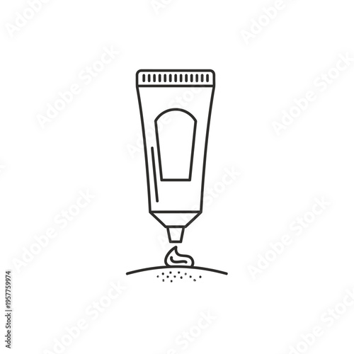 Minimalist Line Drawing of Toothpaste Tube Dispensing. Vector Illustrations. EPS Editable
