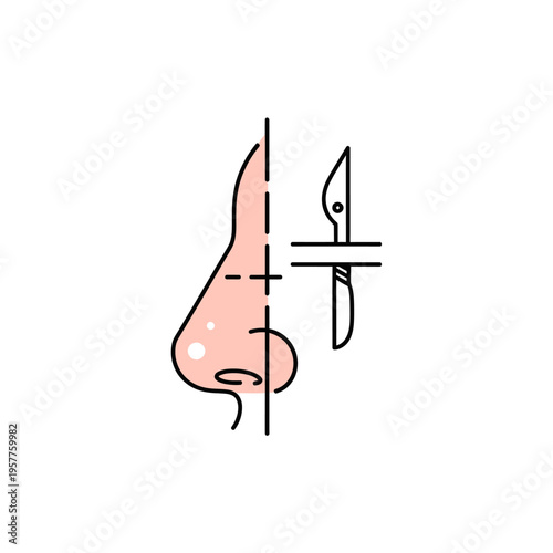 Nasal Surgery Illustration Showing Before and After Effects. Vector Illustrations. EPS Editable