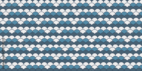 Seamless oceaninspired pattern.  Elegant blue and white scales create a tranquil, textured background perfect for websites, stationery, or textile designs.  Evokes feelings of calm and sophistication.