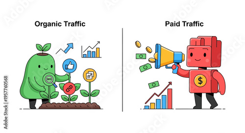 Organic Traffic vs Paid Traffic A Visual Comparison of Digital Marketing Strategies